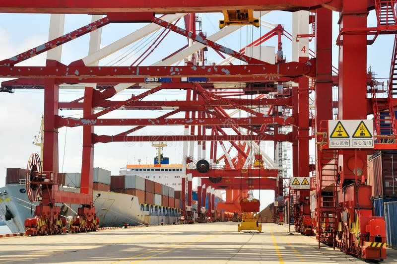 Container Cargo Ship Unloading