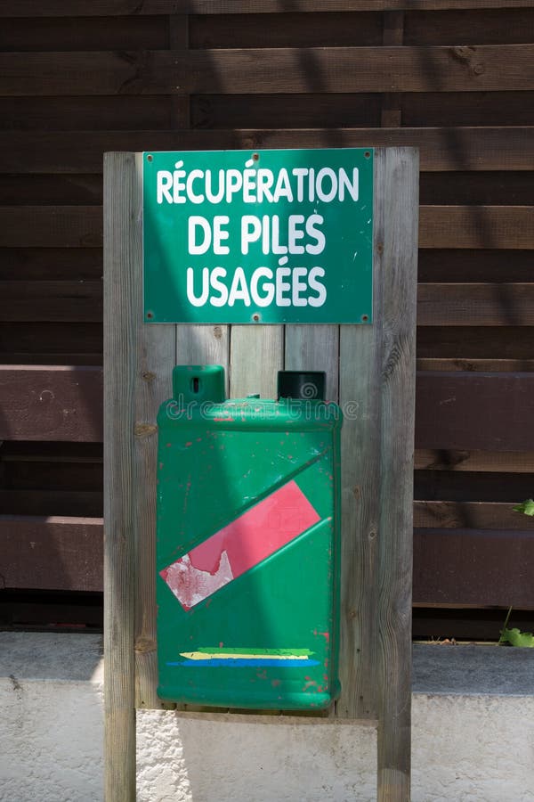 Container Designed for Battery Recycling Filled Used Rechargeable