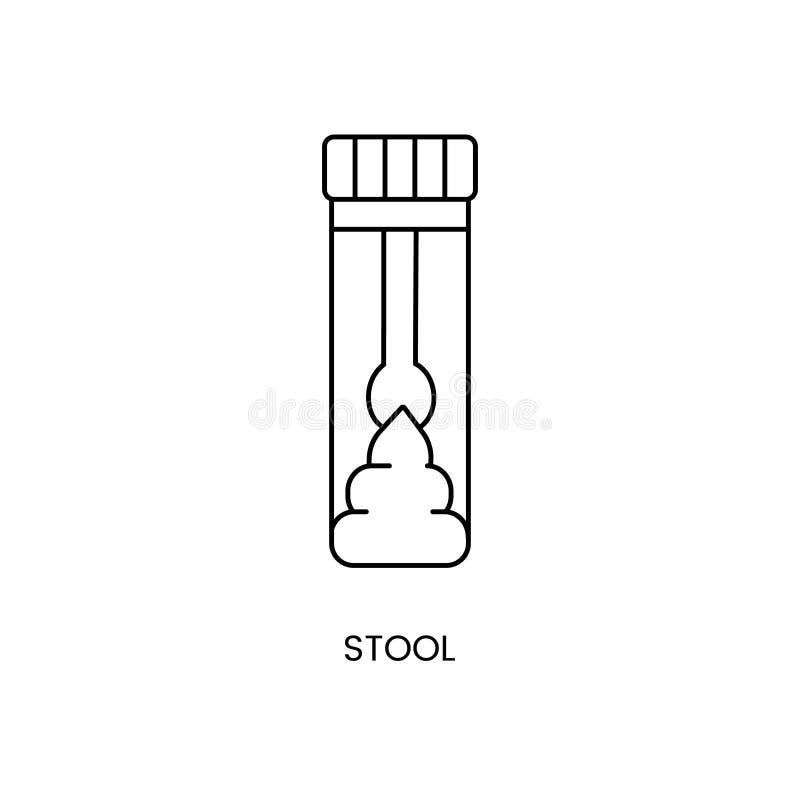 Container with fecal or stool analysis, container for biomaterial sampling, line icon in vector. stock illustration