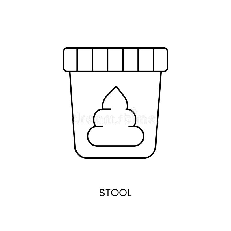 Container with fecal or stool analysis, container for biomaterial sampling, line icon in vector. stock illustration