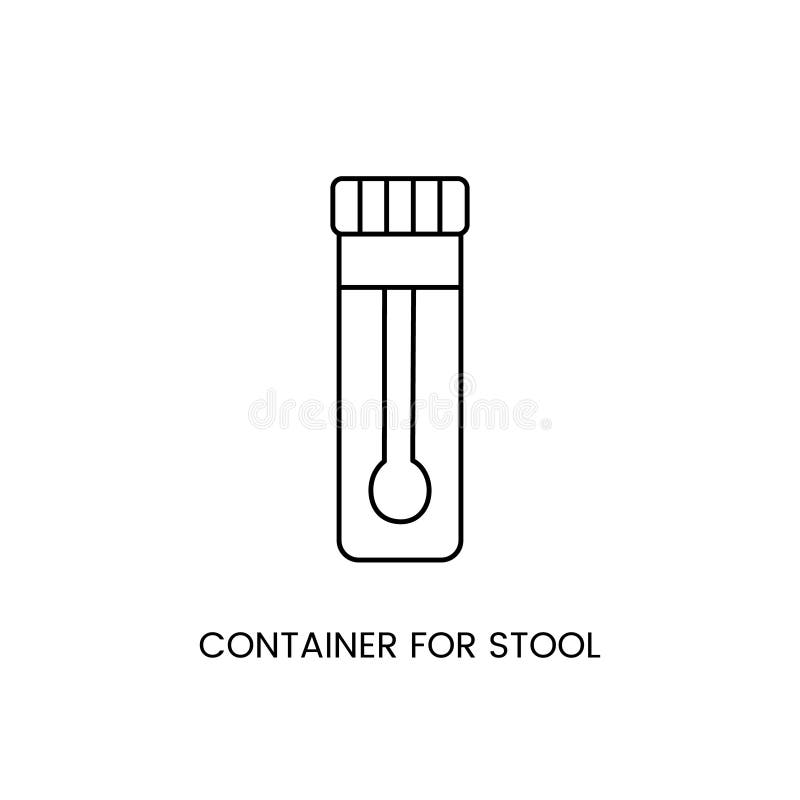 Container for fecal or stool analysis, container for biomaterial sampling, line icon in vector. vector illustration