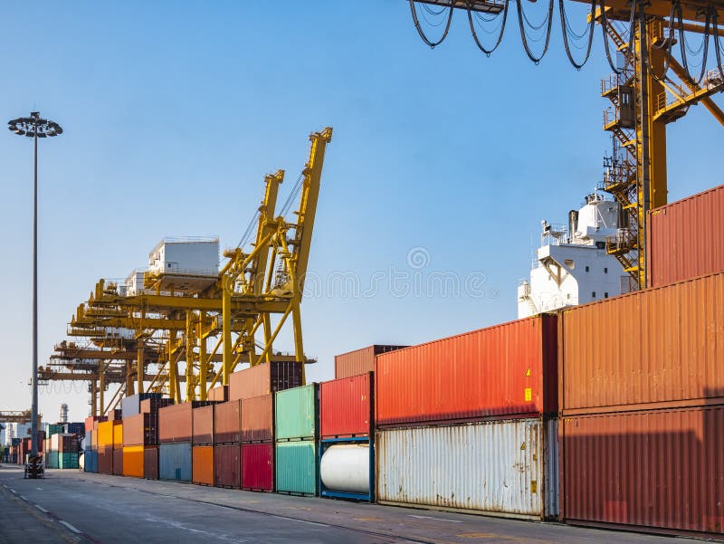 Container loading Cargo freight shipping with industrial crane Import Export business Logistic Transportation Industry stock photo Container loading Cargo freight shipping with industrial crane Import Export business Logistic Transportation Industry stock photo