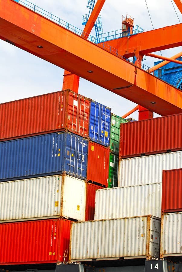 Container operation in port royalty free stock photos