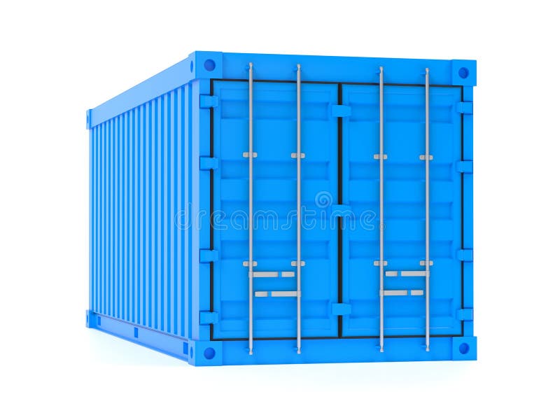 Container. rendering 3d contenitore intermodale blu illustrazione vettoriale
