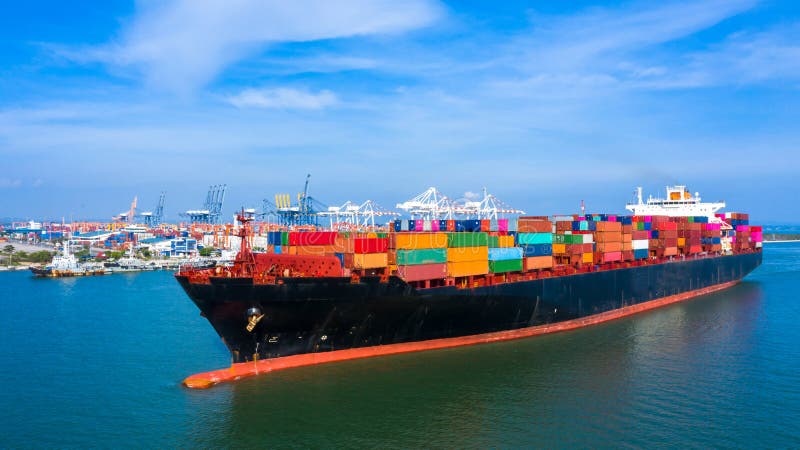 Container ship, Freight shipping maritime vessel, Global business import export commerce trade logistic and transportation oversea. Worldwide by container cargo
