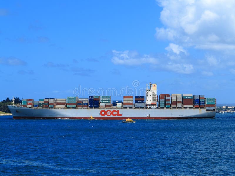 Container ship on ocean royalty free stock photography Container ship on ocean royalty free stock photography