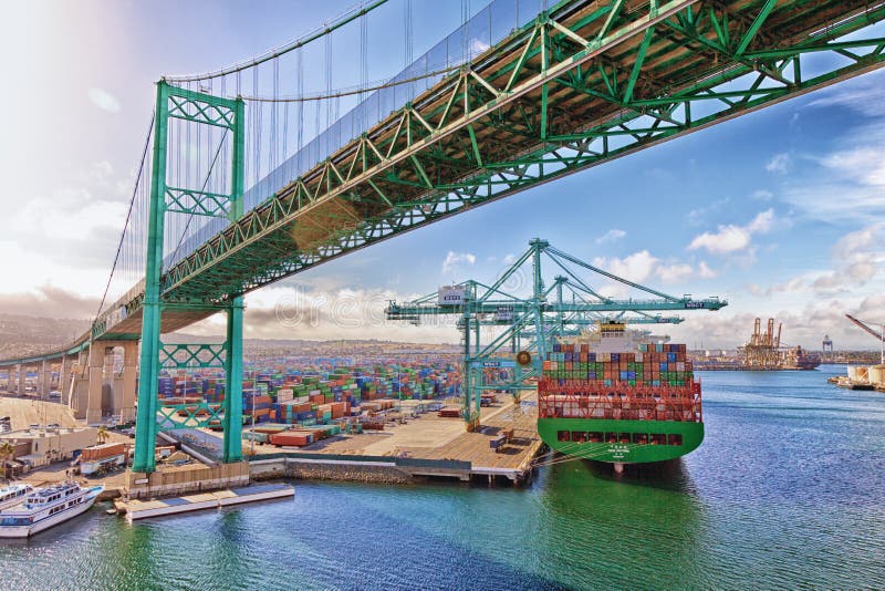 Container Ship Port of Los Angeles Editorial Photo Image of angeles