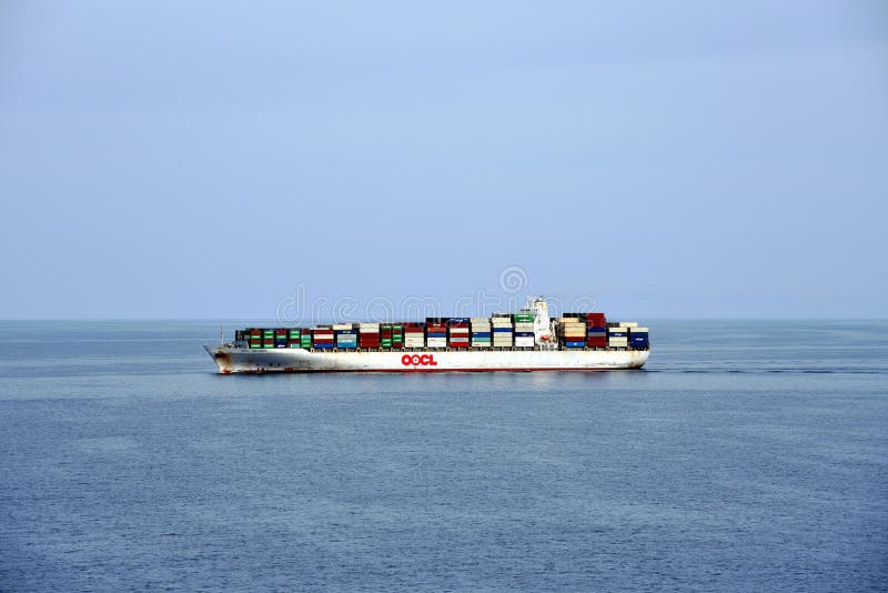 Container Ship Sailing through the Ocean. Editorial Stock Photo Image of industry