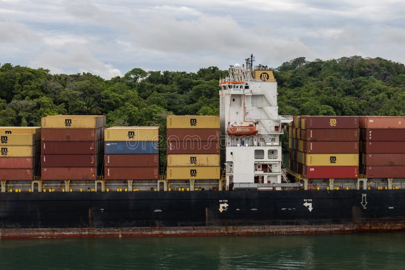 Container Ship in the Panama Canal Editorial Photo Image of container