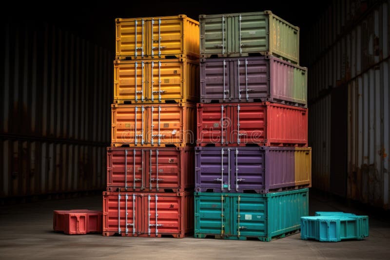 Container Stack with Different Sizes and Colors for Maximum Visual ...