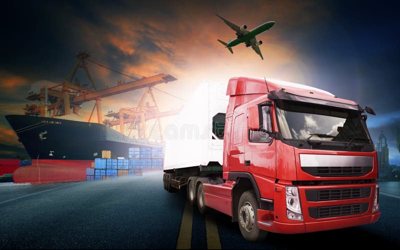 Contenitore camion , nave porta un carico carico aereo trasporto un commerciale , trasporto il negozio.