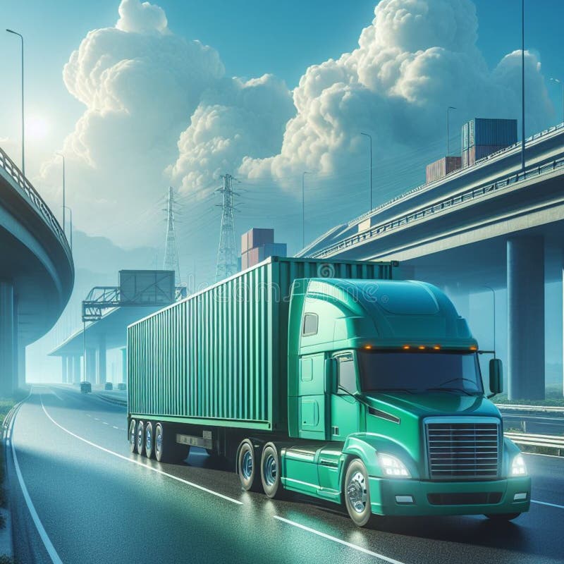 Container Trucks and Semitrucks for Distribution of Export and Import