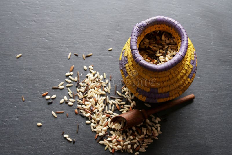 A container with wild rice stock image. Image of wooden 133514623