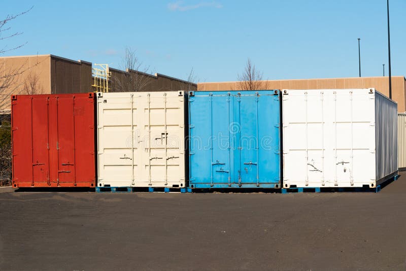 Containers on the ground shipping metal colorful