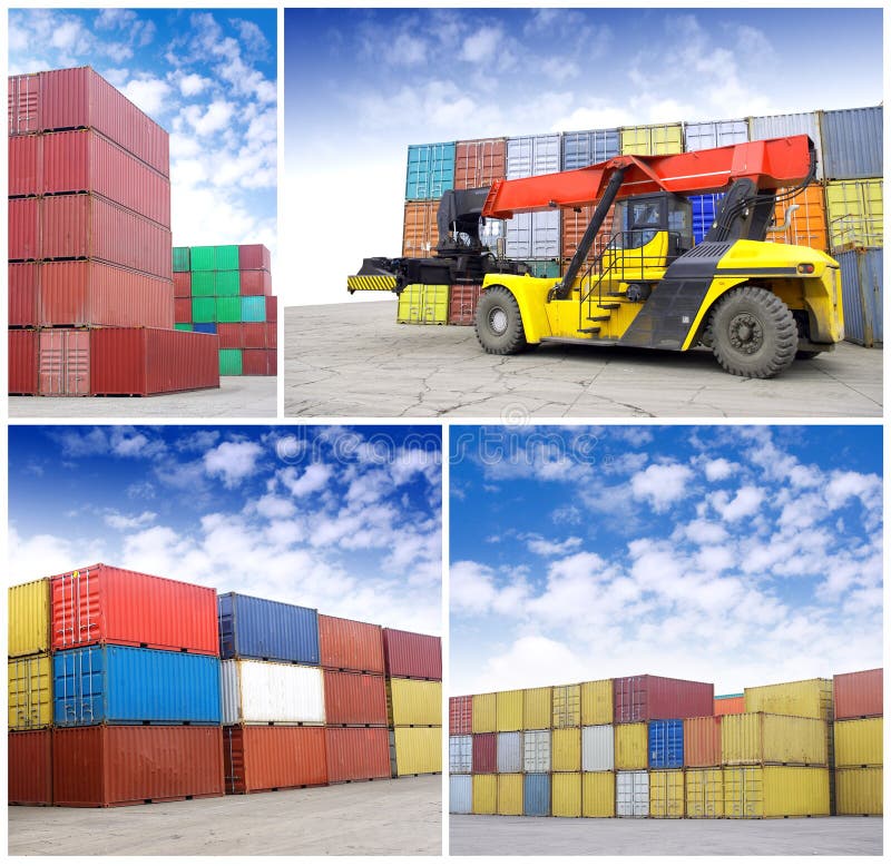 Many container placed together, container depots. Many container placed together, container depots