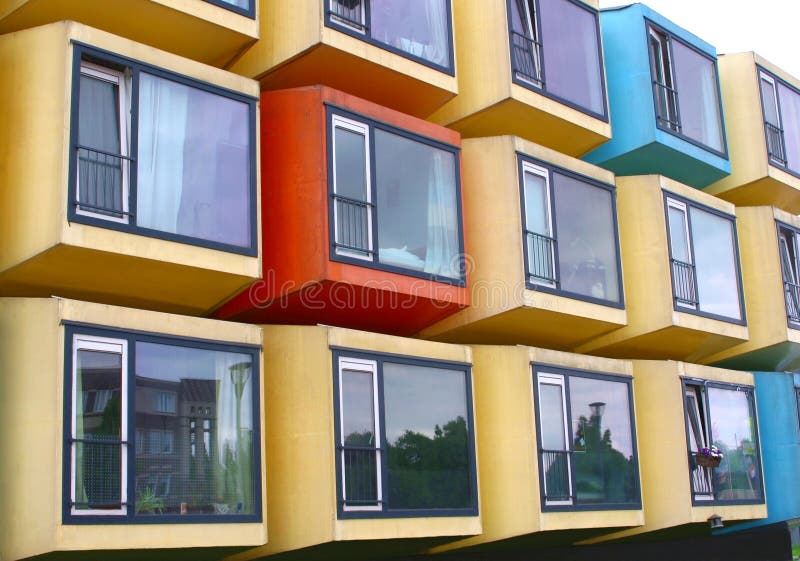 Shipping container houses, apartment building students starters immigrants, Netherlands