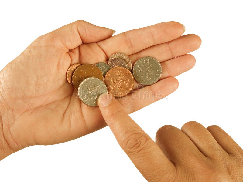 Female hands counting small change. Every penny matters now, UK pounds sterling. Female hands counting small change. Every penny matters now, UK pounds sterling.