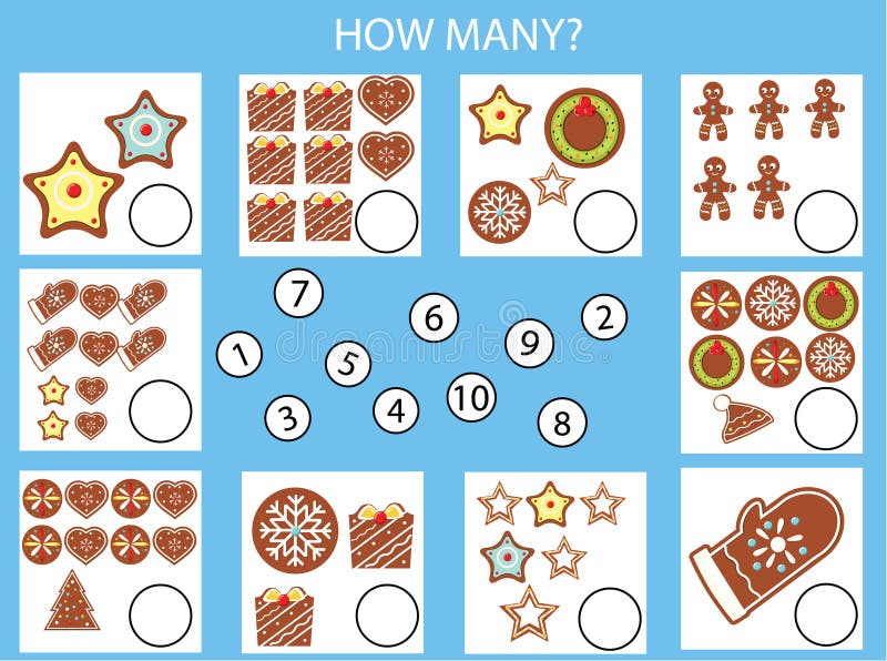 Natal misture e combine o quebra-cabeça com os símbolos tradicionais do  feriado. atividade matemática de correspondência de inverno para crianças  em idade pré-escolar. jogo educacional de contagem para impressão de ano  novo