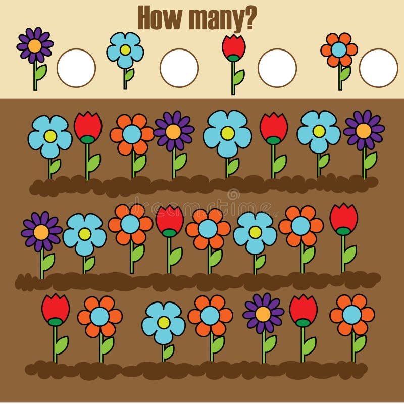 Contagem De Jogos Educacionais Infantis. Adição De Números De Matemática Do  Estudo. Atividade Matemática Infantil No Verão Ilustração do Vetor -  Ilustração de vetor, kindergarten: 221858965