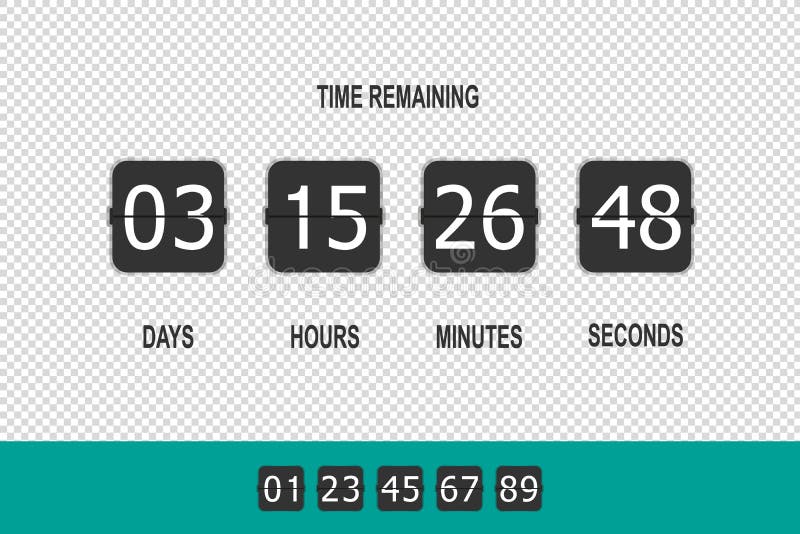 Contatore di orologio, temporizzatore Flip Countdown, conto alla rovescia restante di tempo - illustrazione di vettore - isolato royalty illustrazione gratis Contatore di orologio, temporizzatore Flip Countdown, conto alla rovescia restante di tempo - illustrazione di vettore - isolato royalty illustrazione gratis