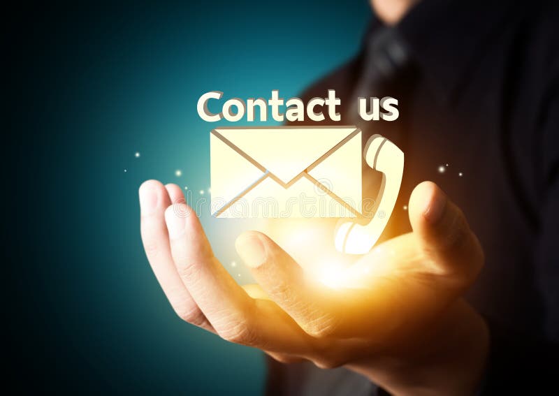 Contattici simbolo in mano dell'uomo d'affari royalty illustrazione gratis