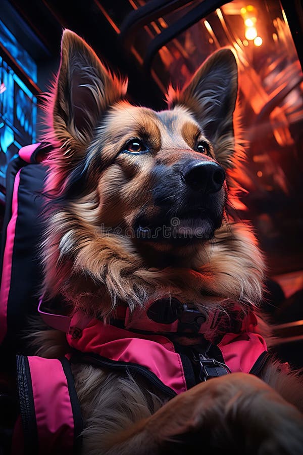 Explore a world where cyberpunk meets canine introspection with this digital illustration featuring a Belgian Tervuren. Drawing inspiration from the visionary Syd Mead, this artwork showcases neon accents, futuristic elements, and a cool color palette. The Belgian Tervuren is depicted in a contemplative mood, blending modernity with deep canine introspection. With a stylization level of 1000 and a 2:3 aspect ratio, this piece is a mesmerizing addition to any cyberpunk-themed collection. Explore a world where cyberpunk meets canine introspection with this digital illustration featuring a Belgian Tervuren. Drawing inspiration from the visionary Syd Mead, this artwork showcases neon accents, futuristic elements, and a cool color palette. The Belgian Tervuren is depicted in a contemplative mood, blending modernity with deep canine introspection. With a stylization level of 1000 and a 2:3 aspect ratio, this piece is a mesmerizing addition to any cyberpunk-themed collection.