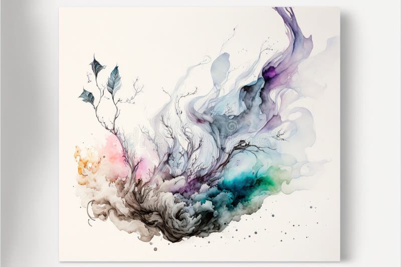 Contemporary abstract colorful smoke ink in the shape stock illustration
