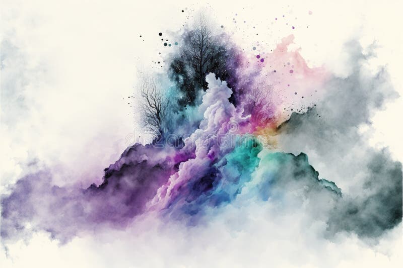 Contemporary abstract colorful smoke ink in the shape vector illustration