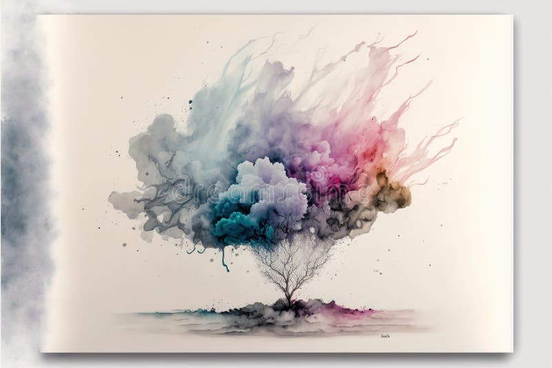 Contemporary abstract colorful smoke ink in the shape stock illustration