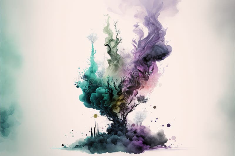 Contemporary abstract colorful smoke ink in the shape stock illustration