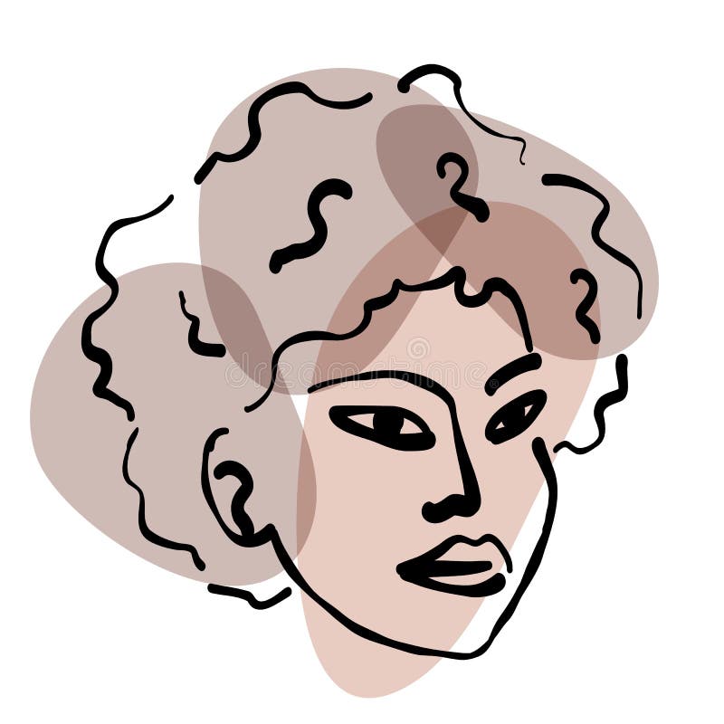 Contemporary African American Woman Art Portrait, Line Art Woman S Face