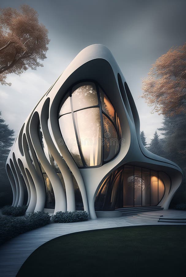 Contemporary Architect Designed Modern House. Flowing Curved Structure ...