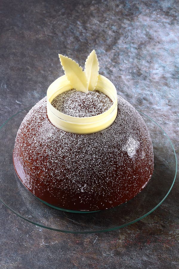 Contemporary Chocolate Coconut Mousse Dome Cake Stock Photo Image of