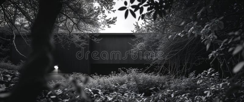 Contemporary dark home exterior in garden setting. royalty free stock photography