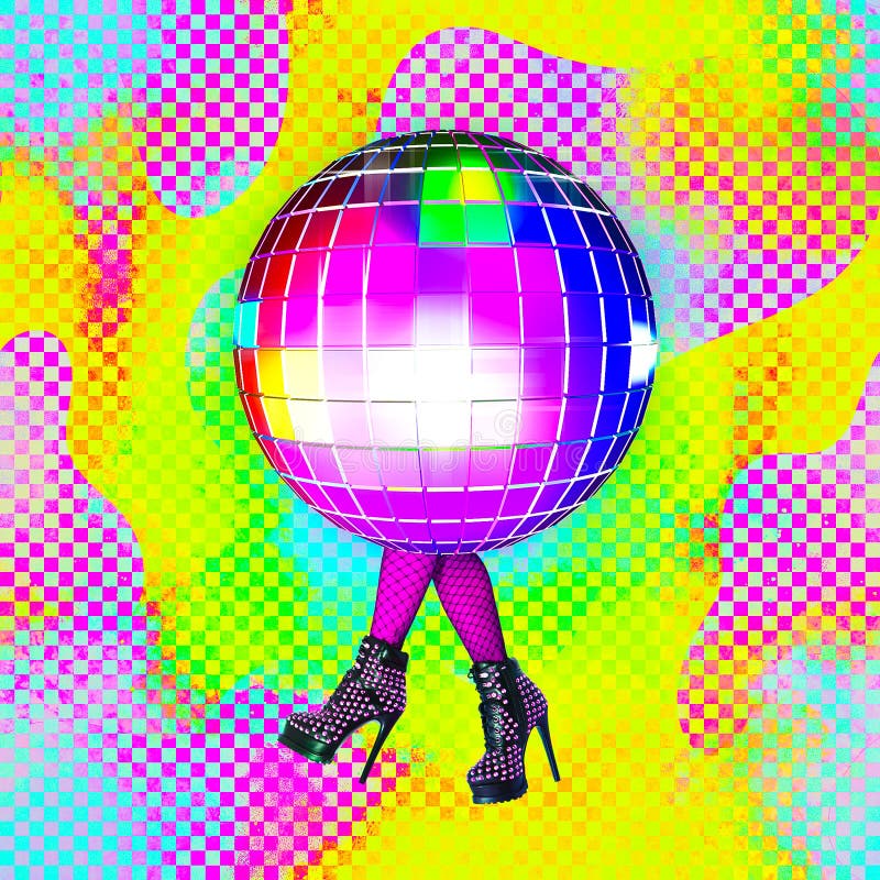 Contemporary Digital Collage Art. Disco Style. Fashion, Party,clubbing ...