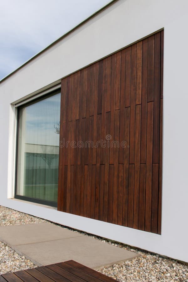 Contemporary Facade with Insulating Wood Cladding Stock Image Image