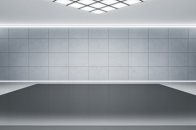 Contemporary Garage Interior with Ceiling and Tile Walls. Parking and