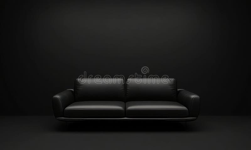 Contemporary living room decor with a backdrop of black concrete texture royalty free stock photos