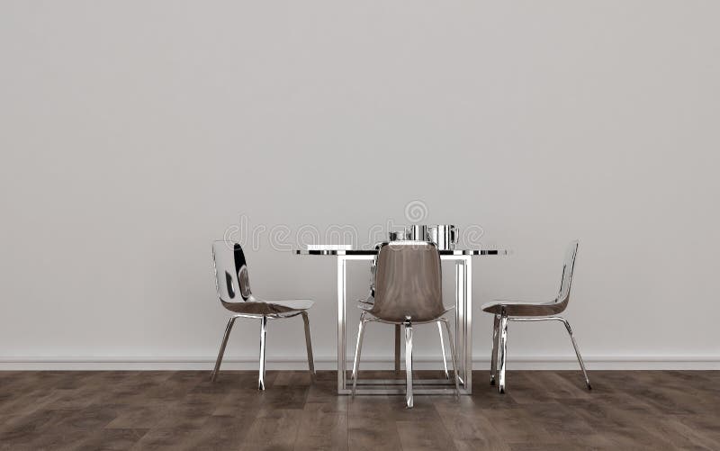 Contemporary Metal Dining Room Set in Empty Room