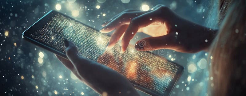 In a contemporary office environment, a tech-savvy businessperson examines interactive financial graphs and holographic royalty free stock images