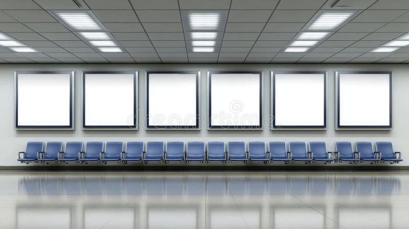 A contemporary reception space featuring minimal decor, seating, and plain panels royalty free stock image