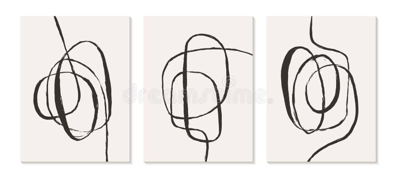 Contemporary templates with abstract shapes modern mid century boho style. vector illustration