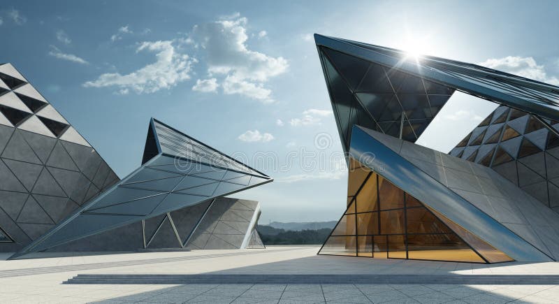 Contemporary triangle shape design building exterior