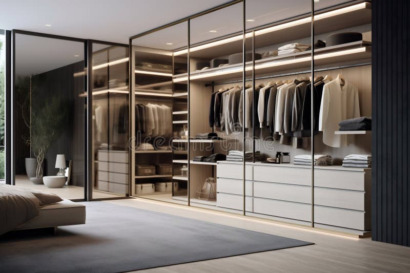Contemporary Wardrobe Design in Interior. Generative Ai Stock Photo ...