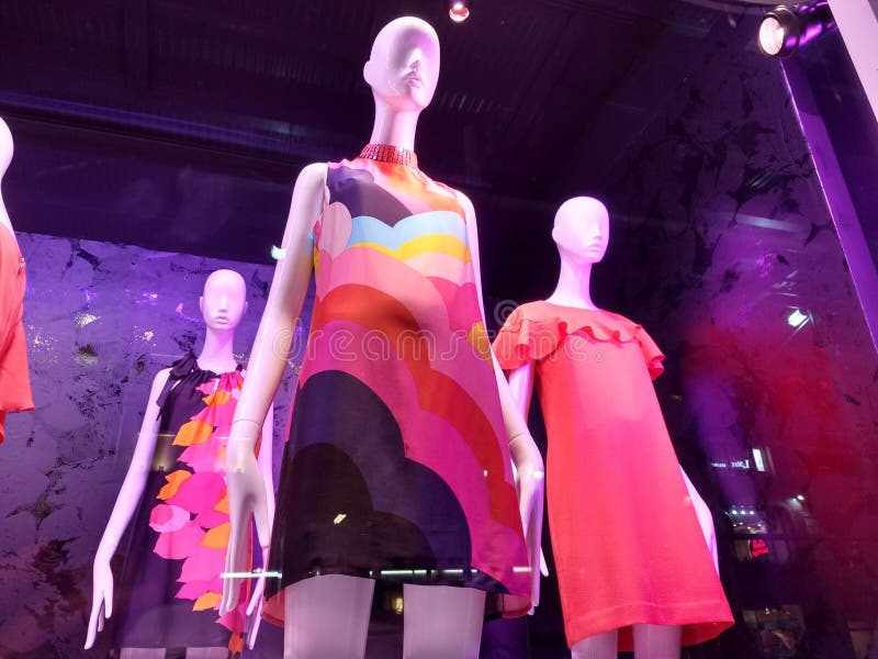 Spring Dresses, Fashion in a NYC Store Window, Manhattan, New York City, NY, USA