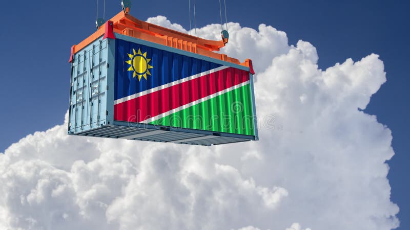 Contenedor de carga con pabellón nacional de namibia.