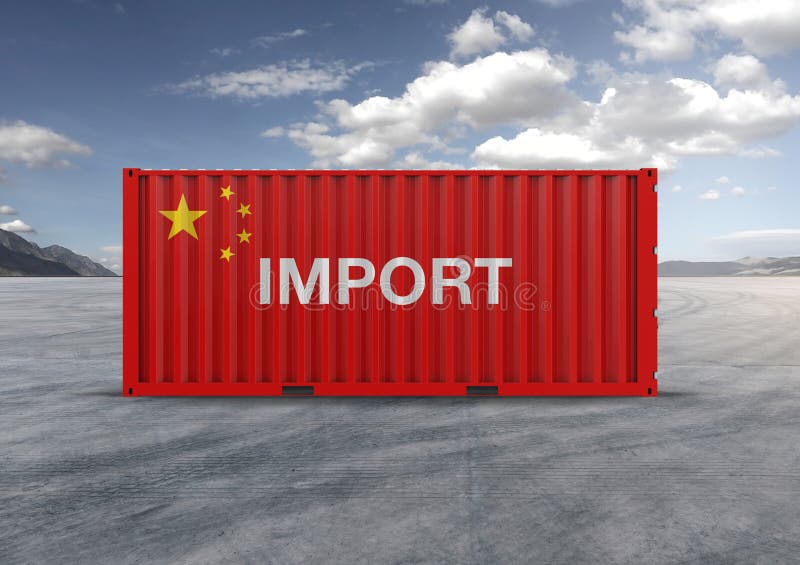 Conteneur dans 3D le rendu, drapeau de la Chine illustration stock Conteneur dans 3D le rendu, drapeau de la Chine illustration stock