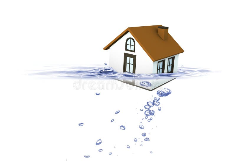 Contenga el hundimiento en agua, crisis de vivienda de las propiedades inmobiliarias foto de archivo Contenga el hundimiento en agua, crisis de vivienda de las propiedades inmobiliarias foto de archivo