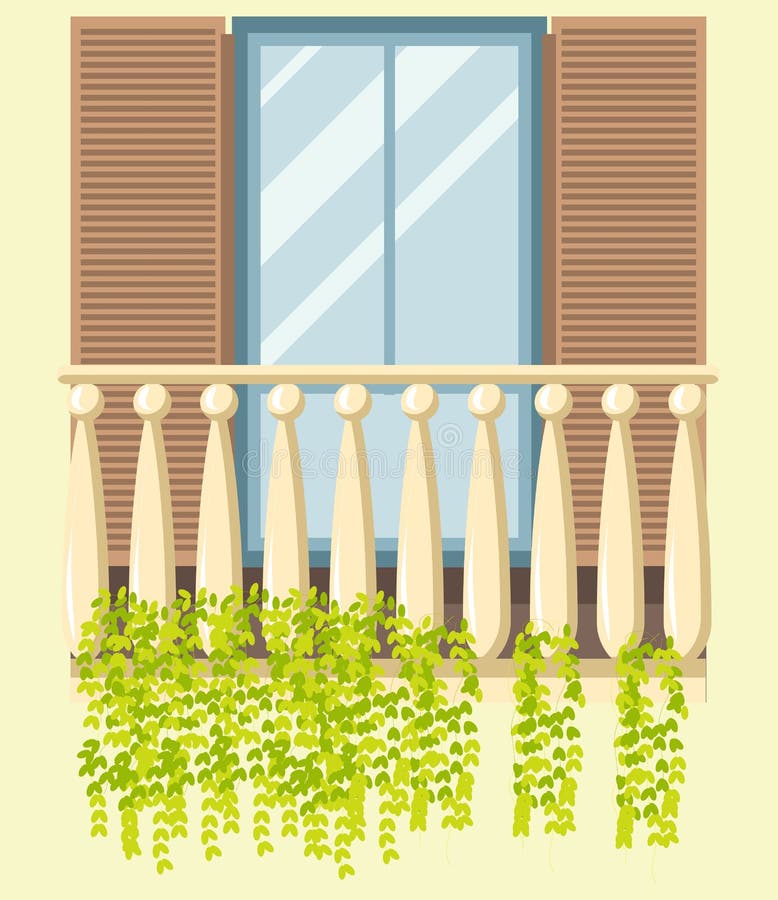 Contenga el icono plano del vector moderno retro del estilo de la fachada del balcón de la ventana libre illustration Contenga el icono plano del vector moderno retro del estilo de la fachada del balcón de la ventana libre illustration