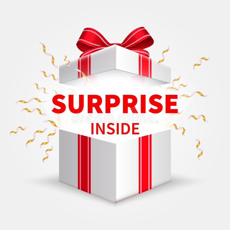 Contenitore di regalo con il nastro Scatola bianca d'apertura Sorpresa di compleanno e concetto di vettore del regalo di Natale royalty illustrazione gratis